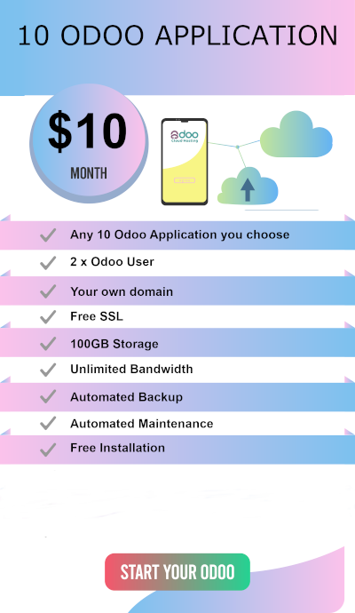 Odoo Cloud Hosting 10 App Application Package $10/Month